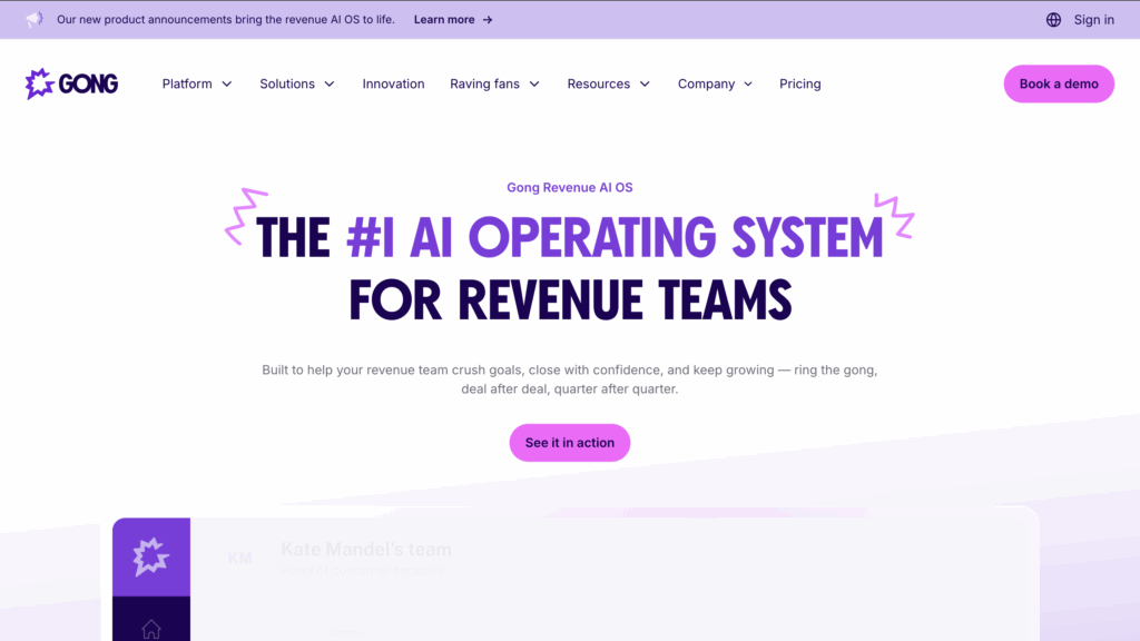 Sales Enablement tools : Gong