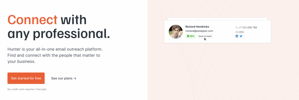 salesforge alternative hunter.io landing
