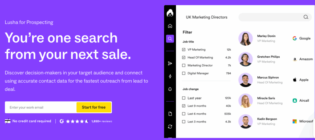 salesforge alternative lusha landing