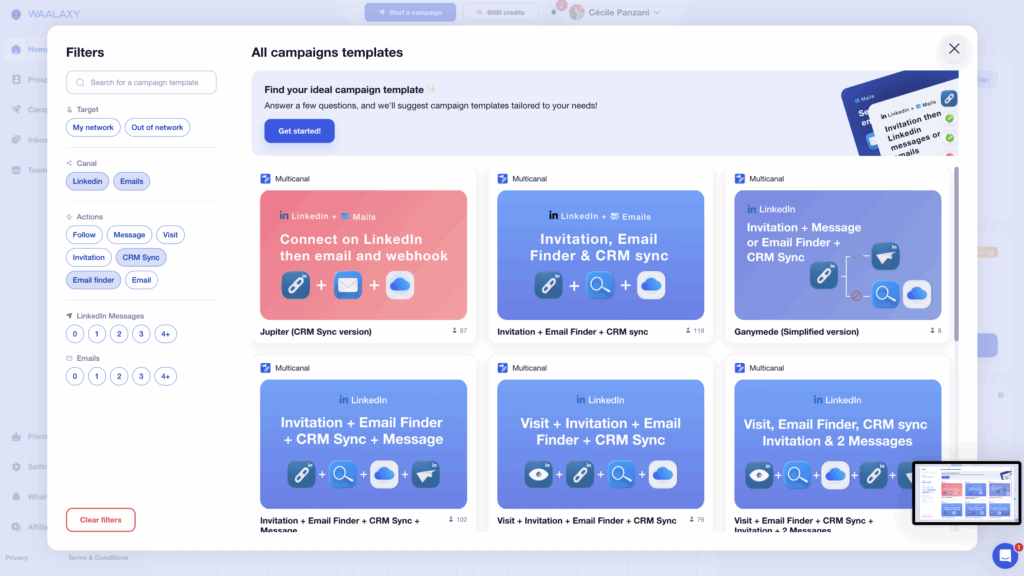buy email list with waalaxy choose a sequence 