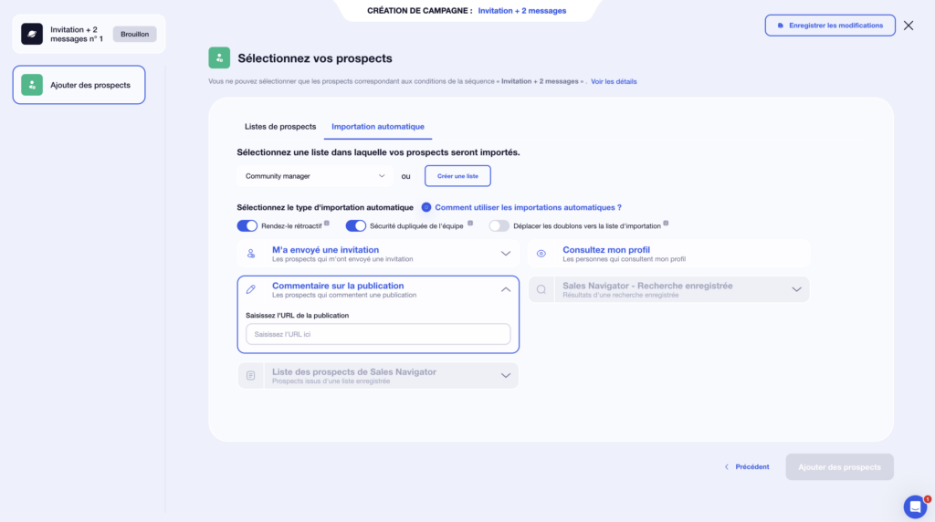 importation des prospects avec waalaxy 