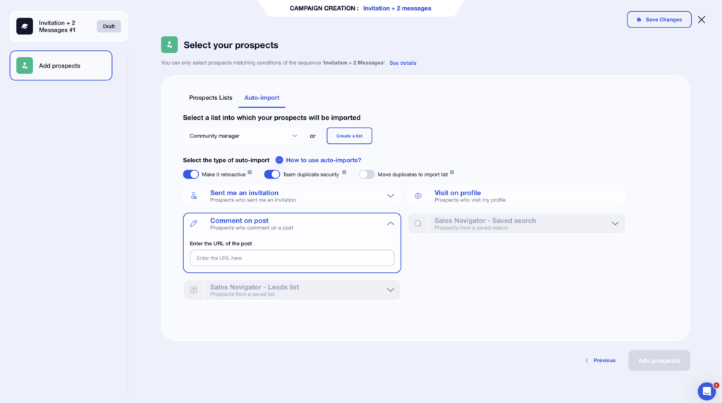 Import prospects with Waalaxy 