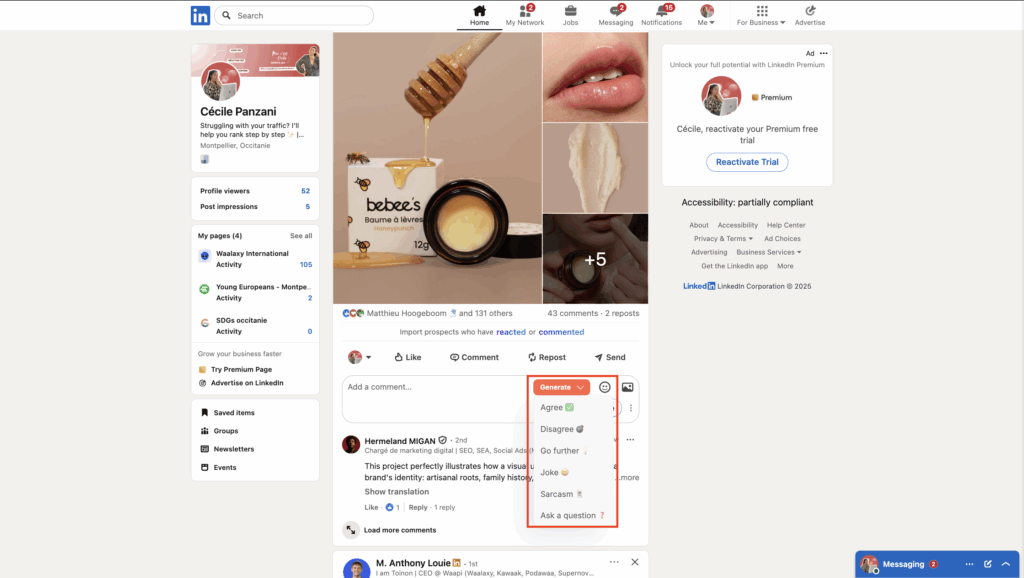 automate LinkedIn comments with Kawaak step 2