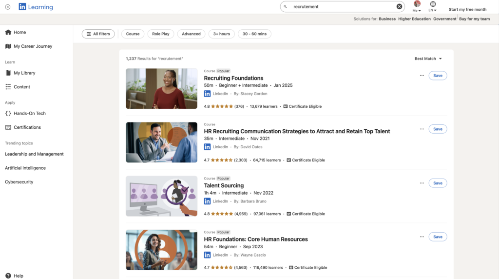 recruitment LinkedIn certification