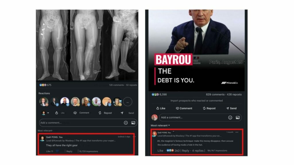 Example of LinkedIn comments automation with Kawaak