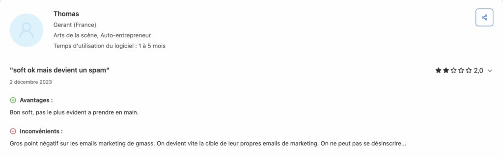 Gmass Customer reviews