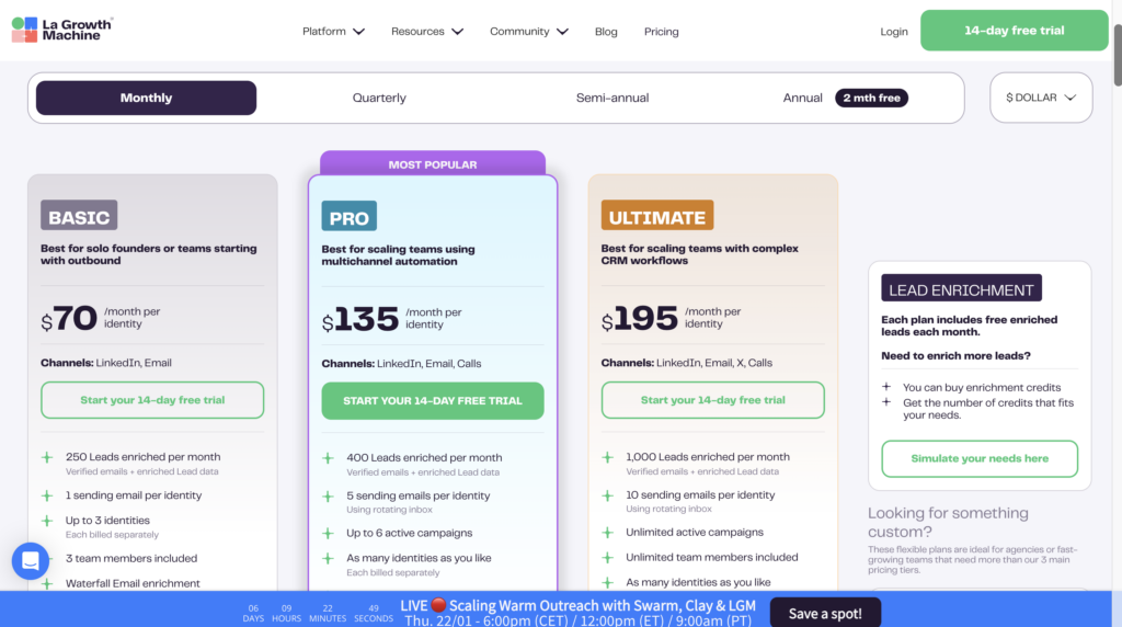 La Growth Machine pricing 