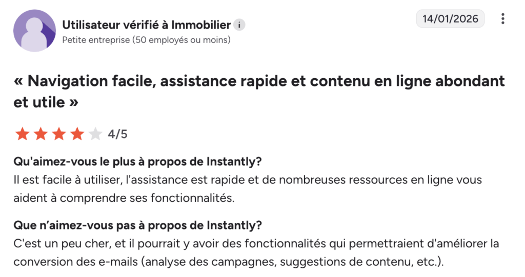 instanlty avis client