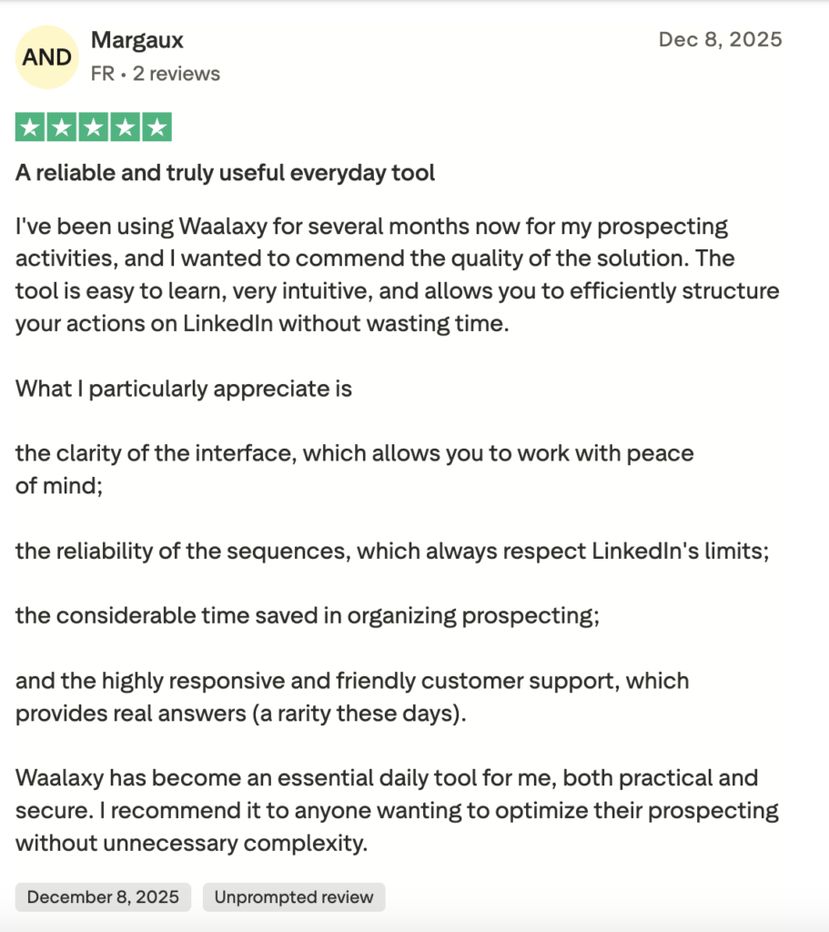 Waalaxy users review