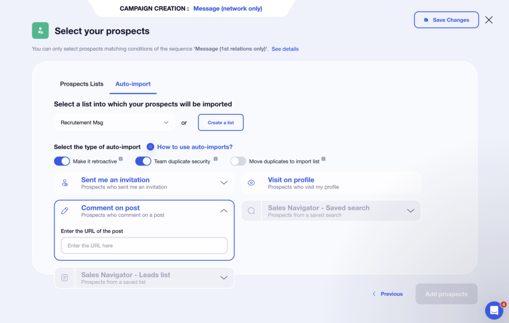 Auto-import in Waalaxy sequence