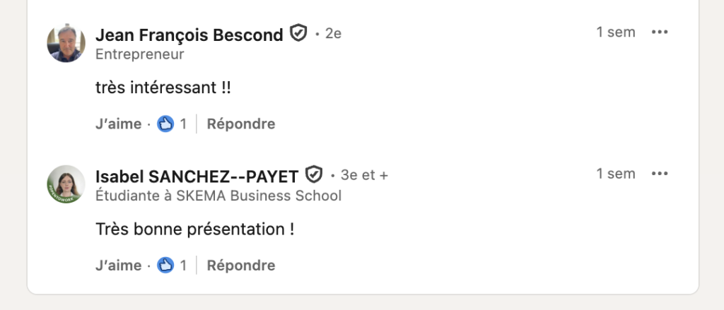 Exemple de commentaires sympas mais faibles