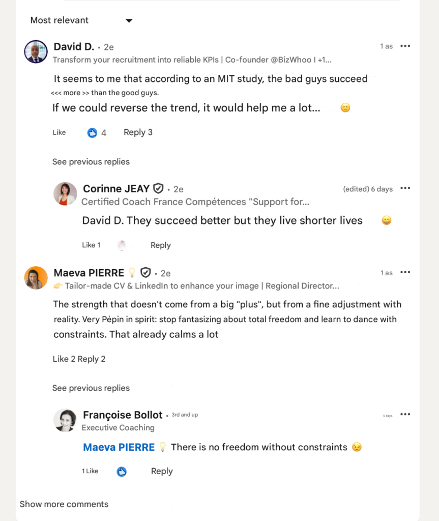 Example of a good LinkedIn comment