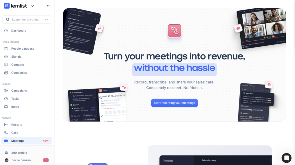 Lemlist meeting tool