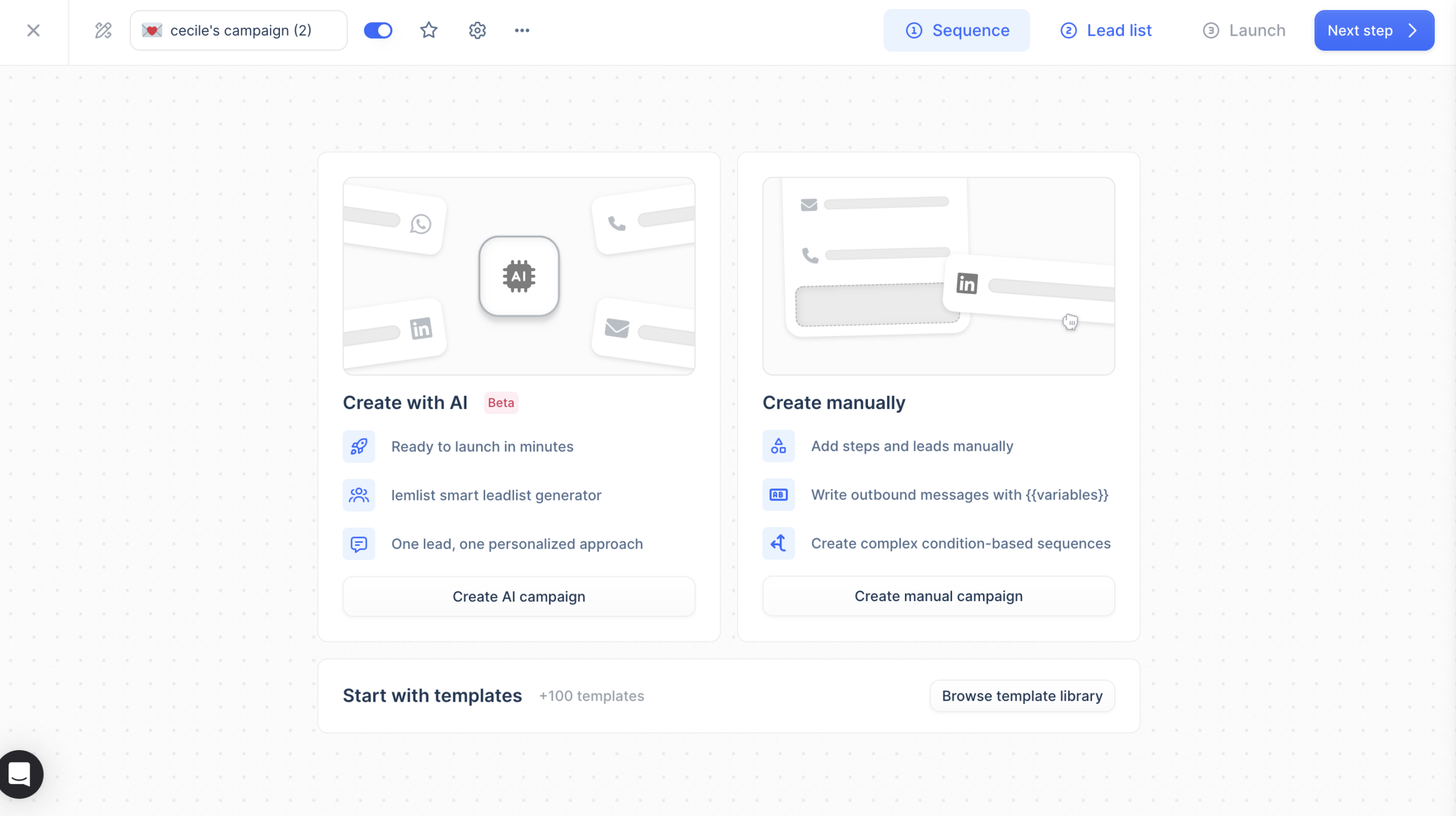 Create lemlist campaign 