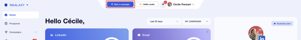 “Start a campaign" waalaxy