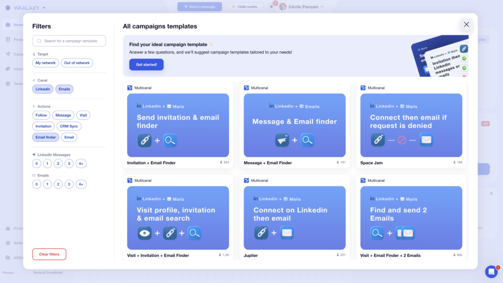 Waalaxy campaigns templates