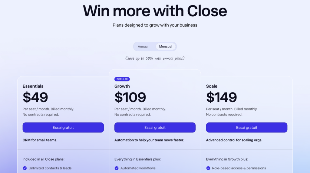Close.io tarif