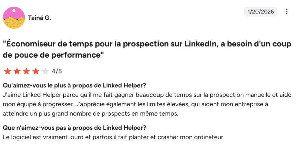 LinkedHelper avis client