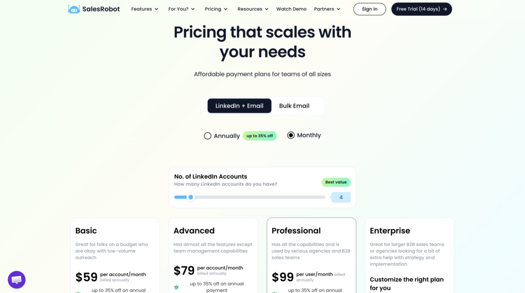 Salesrobot pricing 