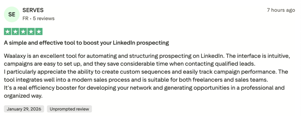 Waalaxy customer reviews on Trustpilot