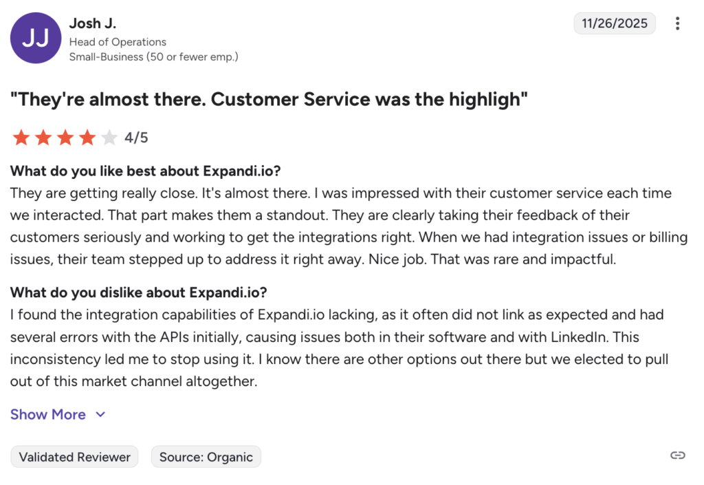 Expandi.io customer reviews 