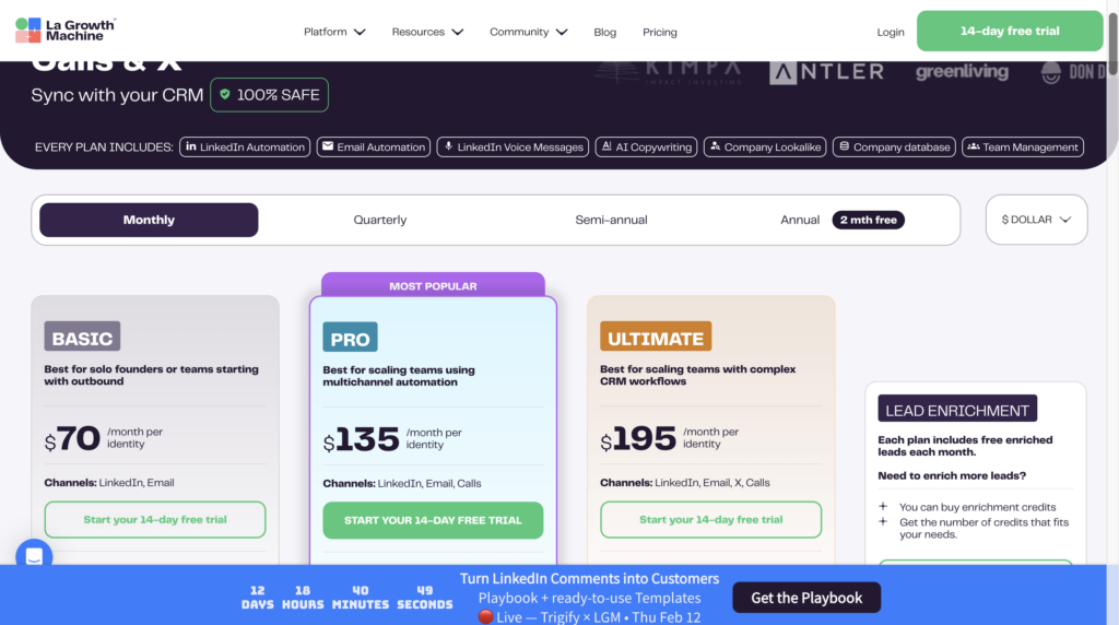 The Growth Machine pricing 