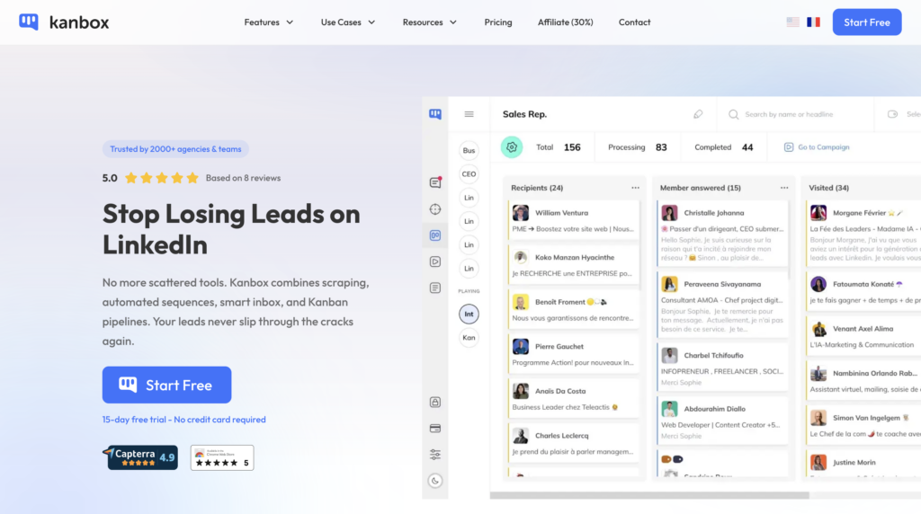 Kanbox alternative to Waalaxy 