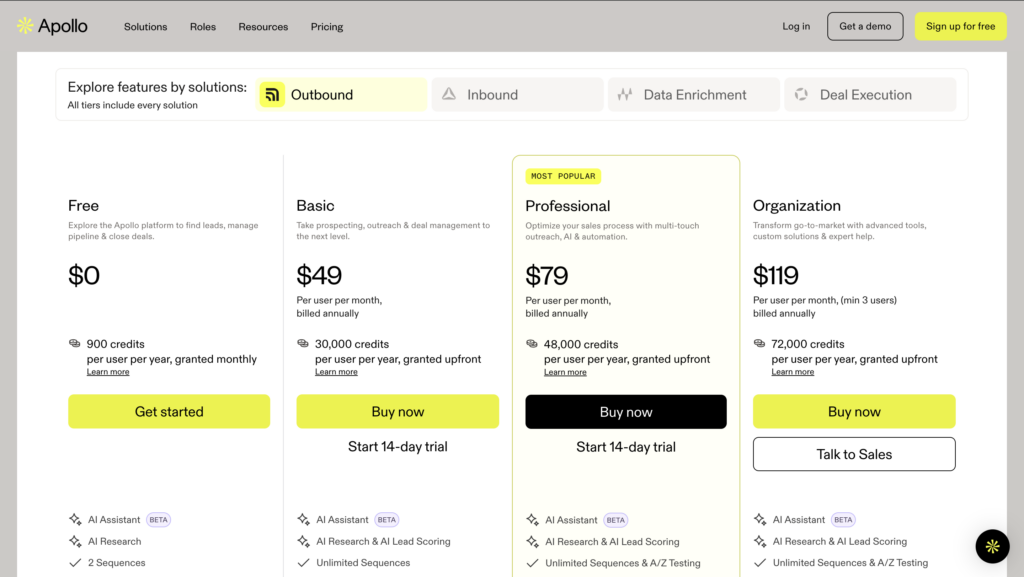 apollo.io pricing 