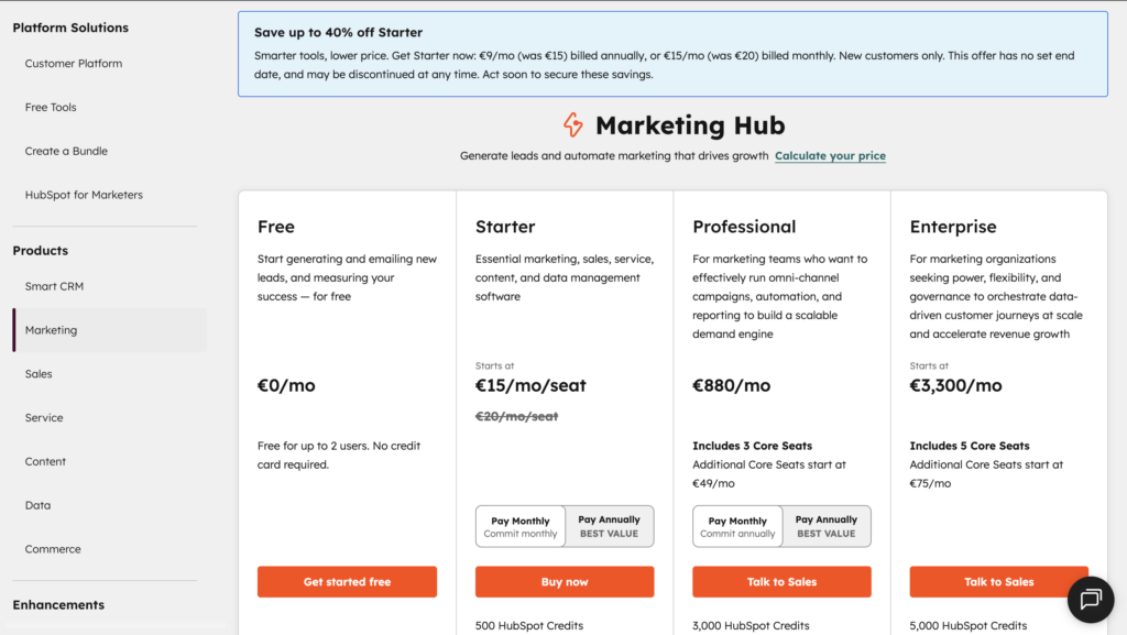 Hubspot pricing
