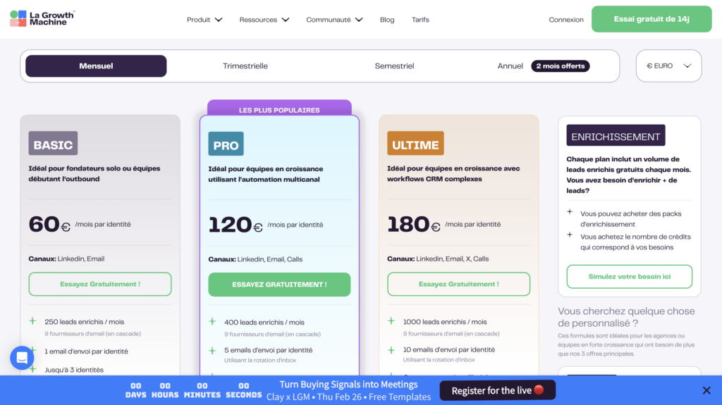 Quel est le prix de la growrth machine ? 