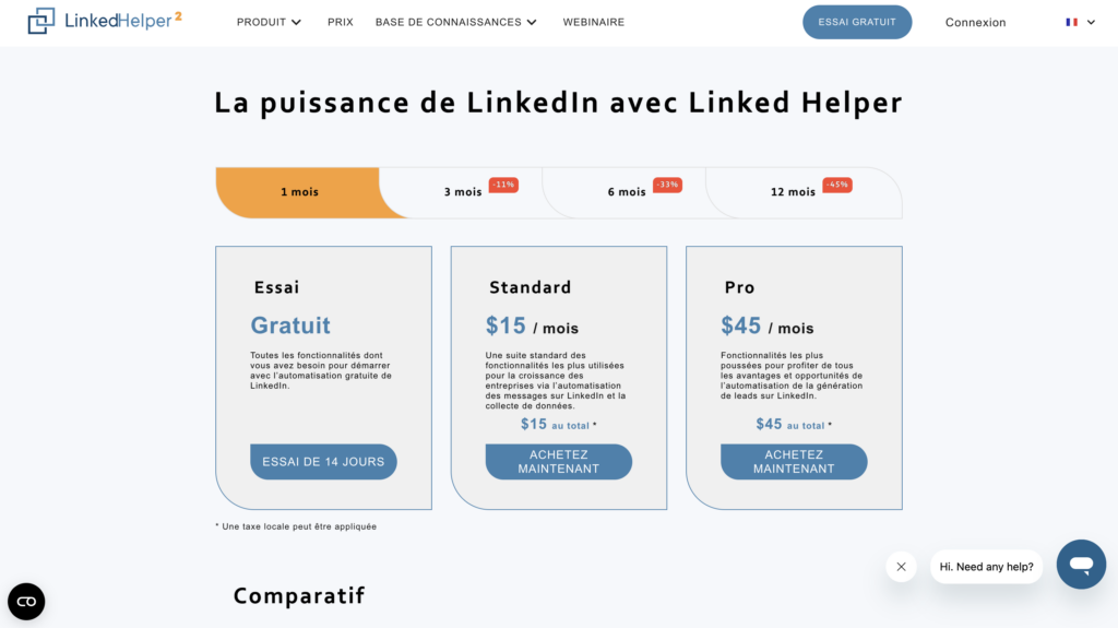 LinkedHelper prix abonnnement