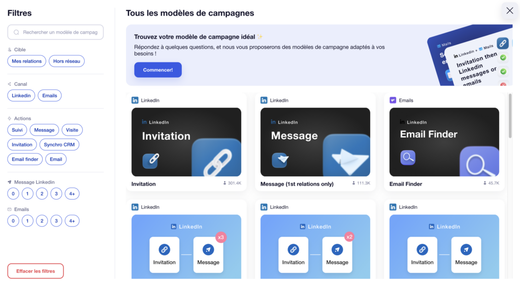 Dripify vs Waalaxy filtre Waalaxy
