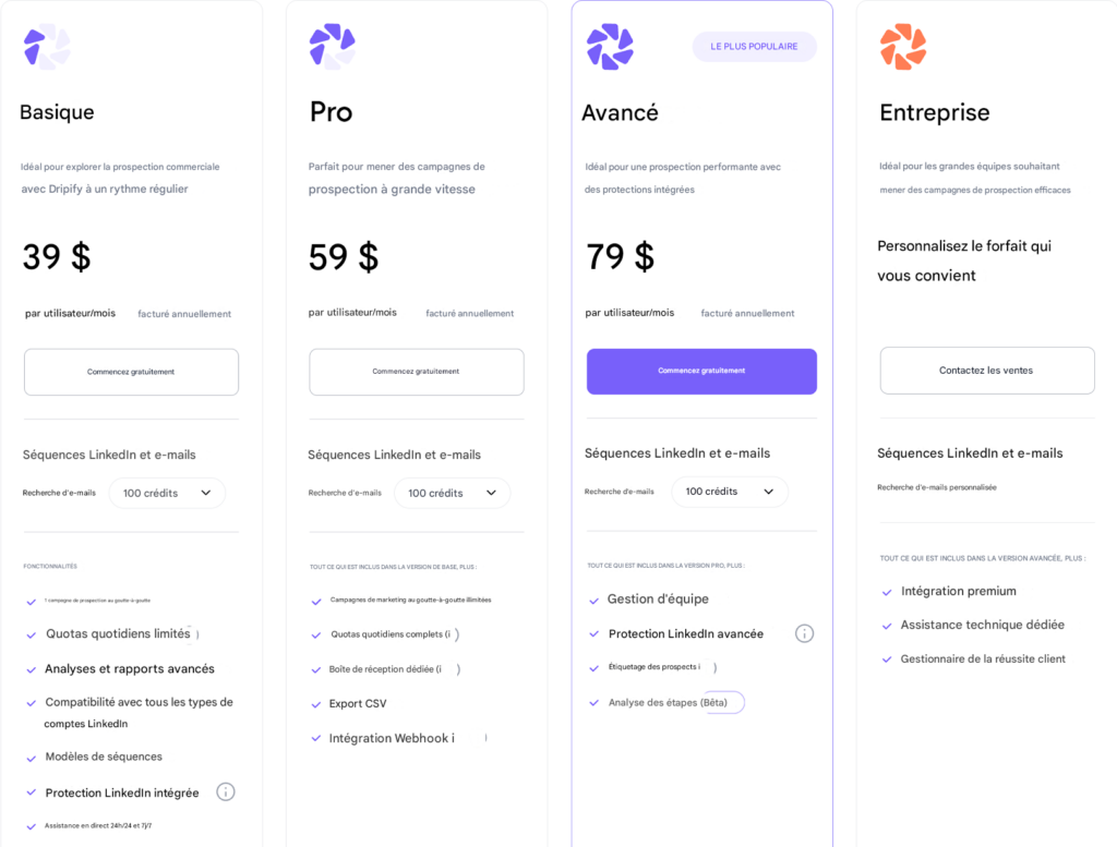Dripify vs Waalaxy tarif Dripify