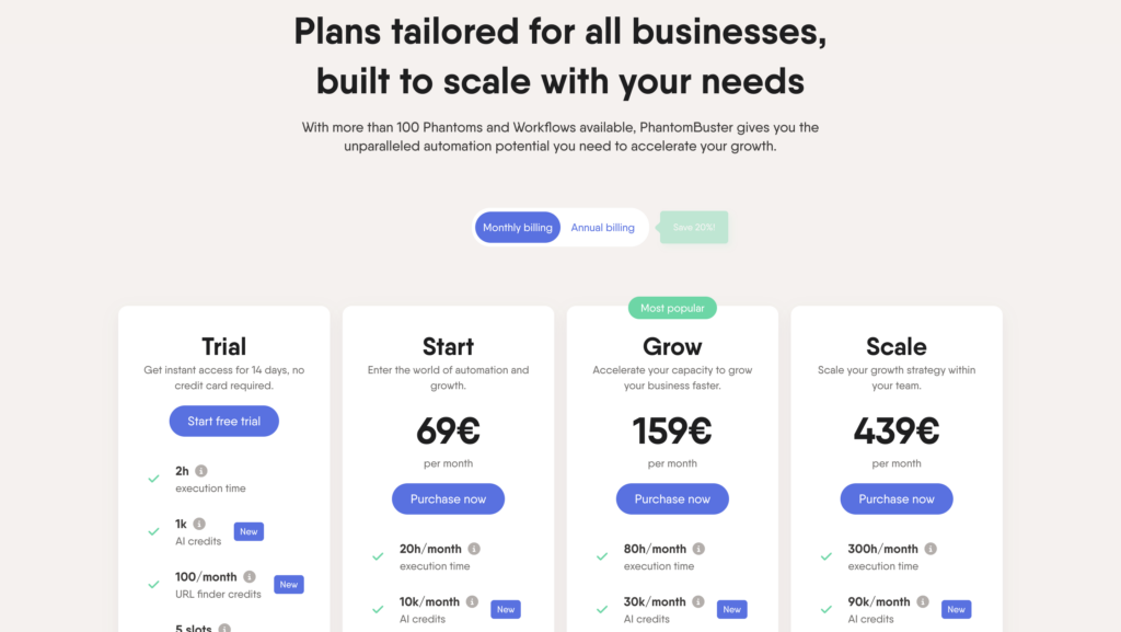 Phantombuster price