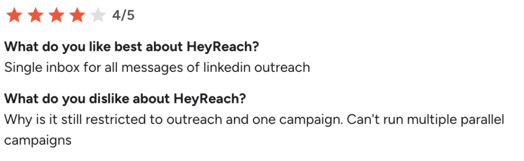 Heyreach customers reviews