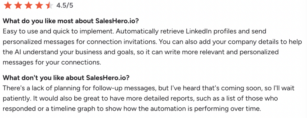 SalesHero customer reviews