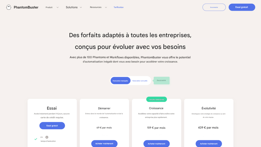 Phantombuster prix 