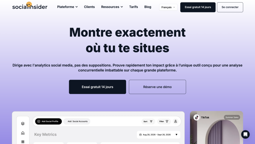 Socialinsinder outils d'analyse de réseaux sociaux comme LinkedIn