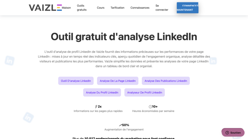 Vaizle outil d'analyse gratuit LinkedIn