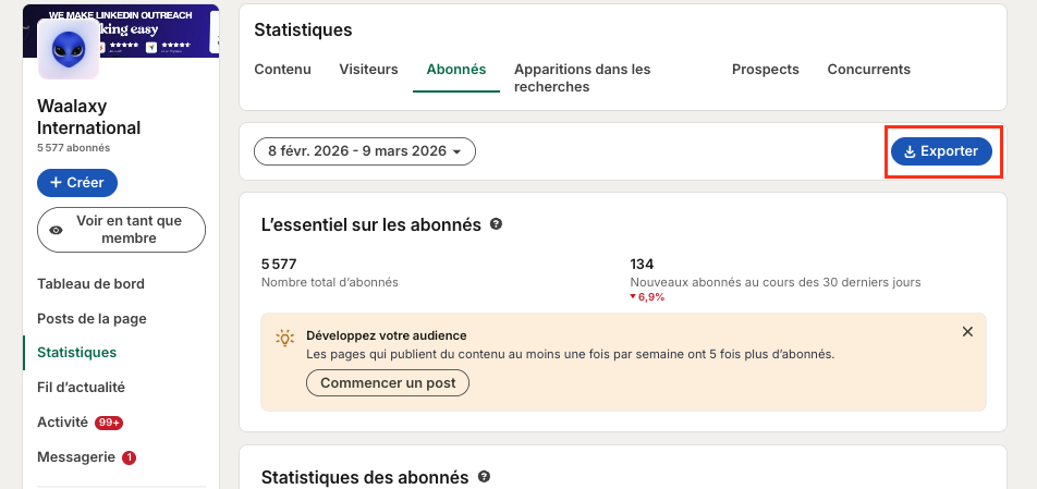 exporter des données depuis LinkedIn