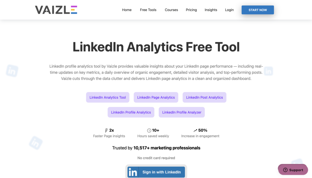 Vaizle free LinkedIn analytics tool