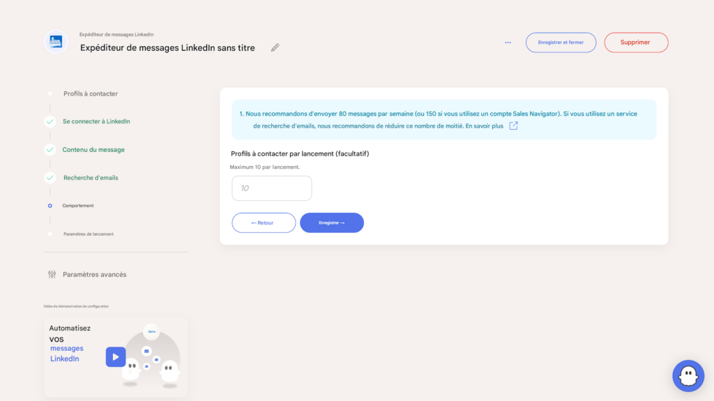 Quotas par campagne phantombuster 