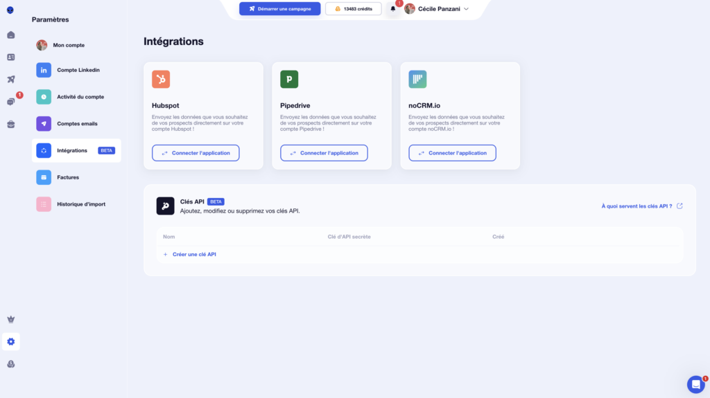 CRM et intégration Waalaxy 