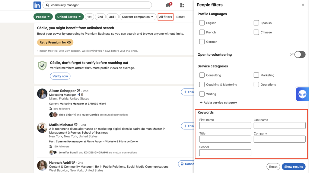  target profiles LinkedIn 