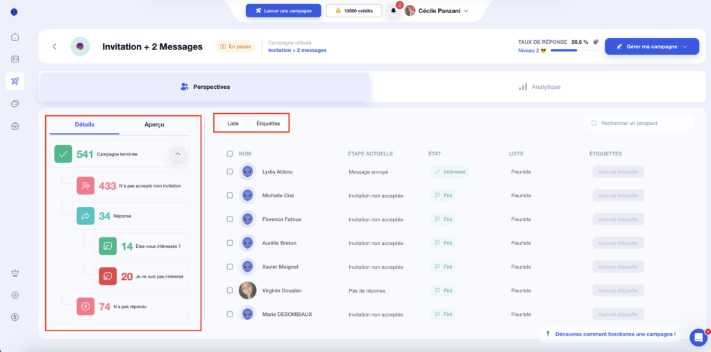 Gestion des prospects durant la campagnes 