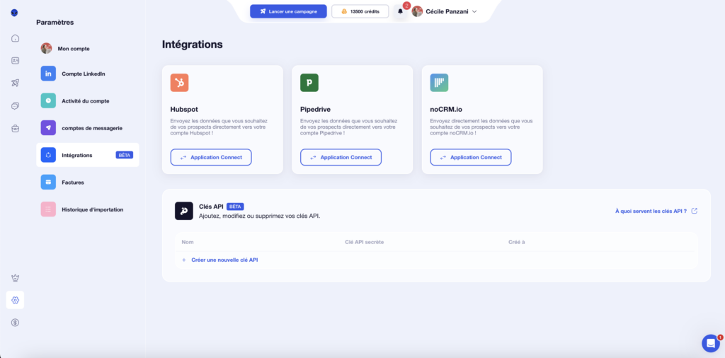 Intégration outils Waalaxy 