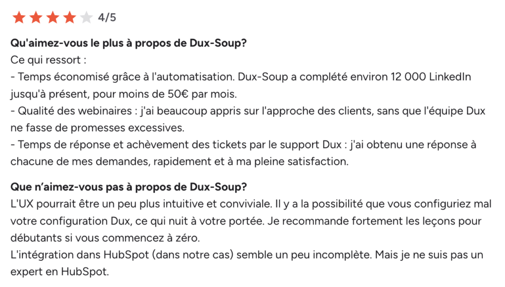 avis client dux-soup
