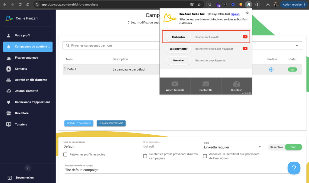 automatisation LinkedIn avec dux-soup