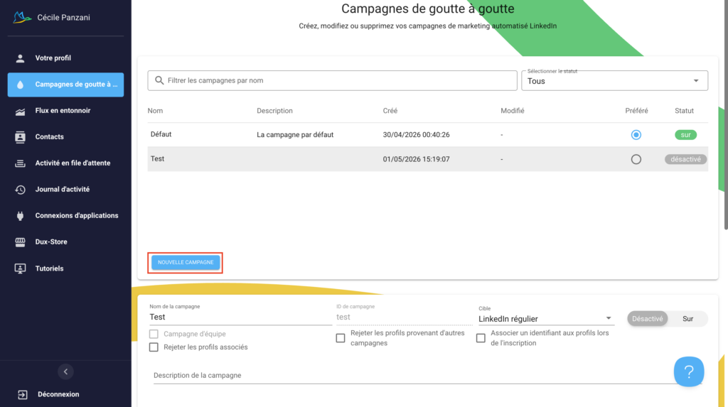 Créer une campagne de prospection avec dux-soup