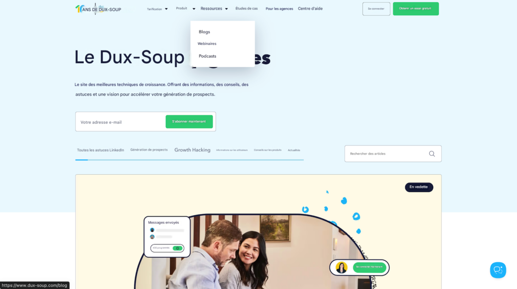 ressources sur le site de Dux-soup 